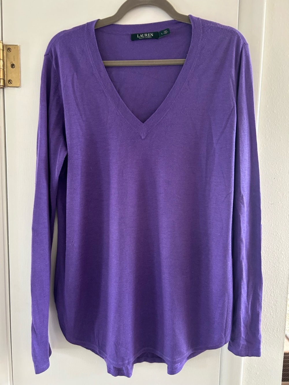 Ralph Lauren Purple V-Neck Long Sleeve Tee